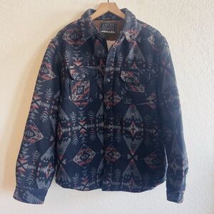Jachs New York | Navy Southwestern Pattern Sherpa Shirt Jacket | L